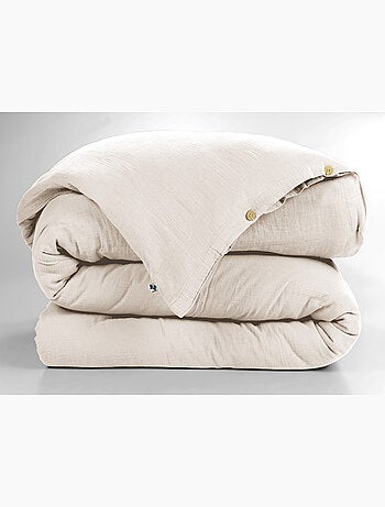 Housse de couette – Double Gaze de Coton - Finition boutons en bois - Gaïa