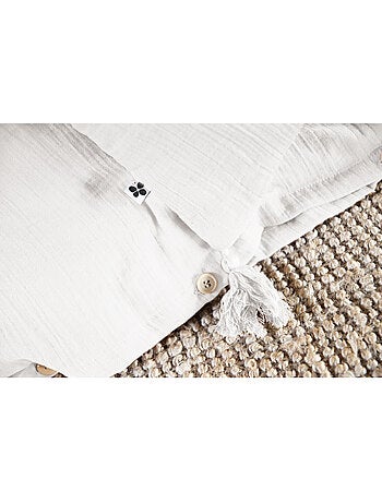 Housse de couette – Double Gaze de Coton - Finition boutons en bois - Gaïa