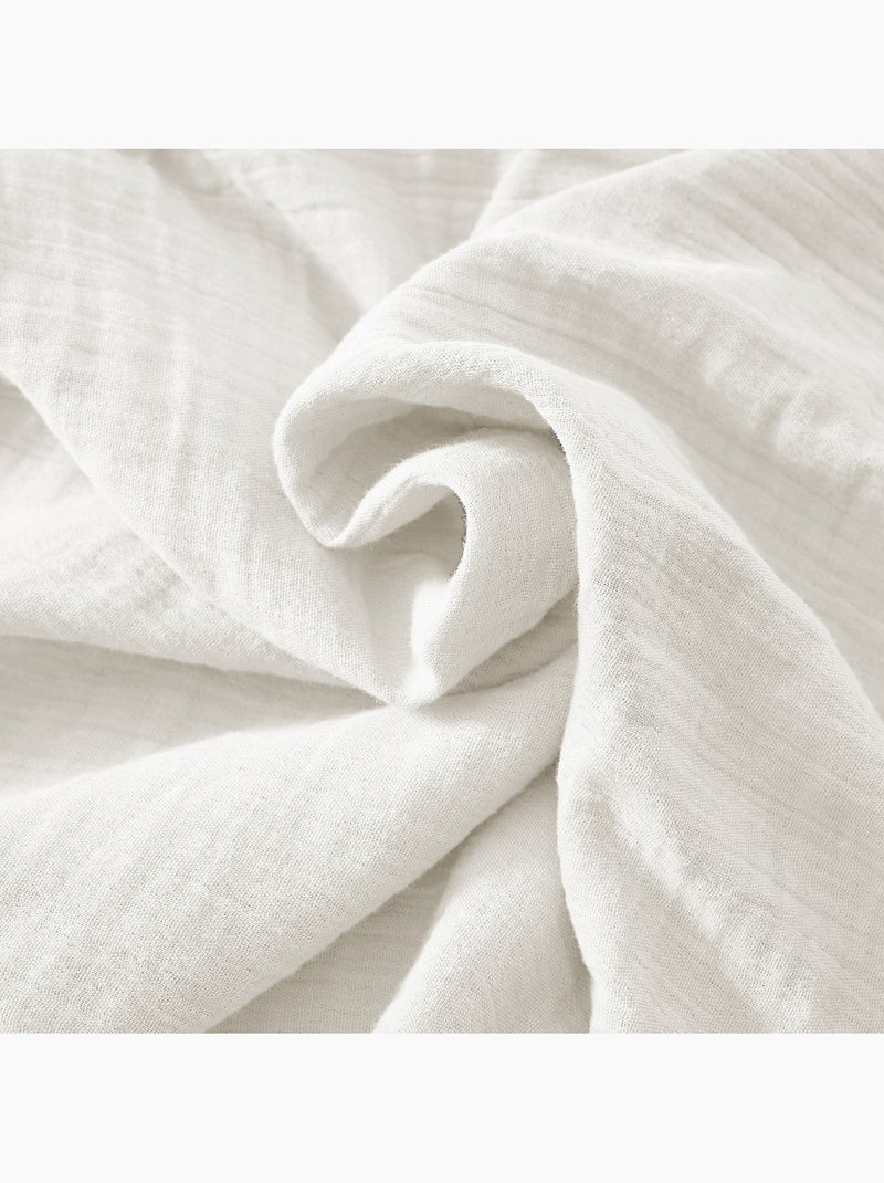 Housse de couette – Double Gaze de Coton - Finition boutons en bois - Gaïa Blanc - Kiabi