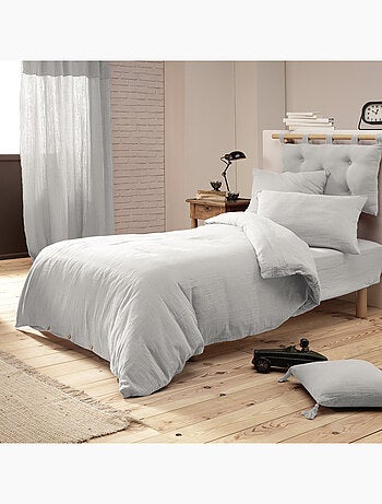 Housse de couette – Double Gaze de Coton - Finition boutons en bois - Gaïa