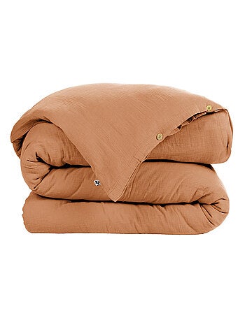 Housse de couette – Double Gaze de Coton - Finition boutons en bois - Gaïa