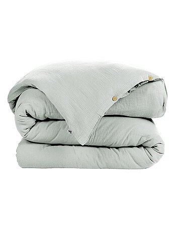 Housse de couette – Double Gaze de Coton - Finition boutons en bois - Gaïa
