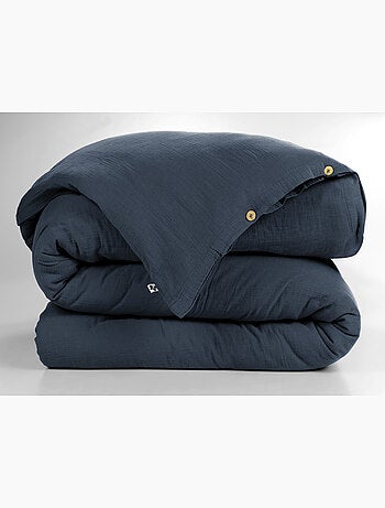 Housse de couette – Double Gaze de Coton - Finition boutons en bois - Gaïa