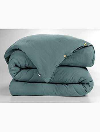 Housse de couette – Double Gaze de Coton - Finition boutons en bois - Gaïa