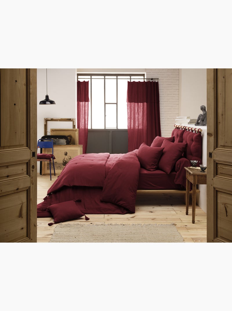 Housse de couette – Double Gaze de Coton - Finition boutons en bois - Gaïa Bordeaux - Kiabi