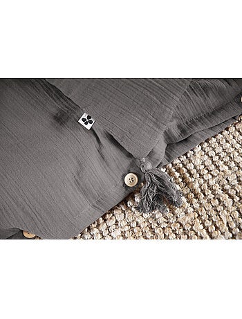 Housse de couette – Double Gaze de Coton - Finition boutons en bois - Gaïa