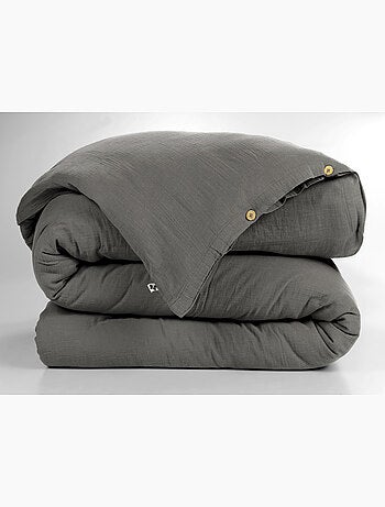 Housse de couette – Double Gaze de Coton - Finition boutons en bois - Gaïa