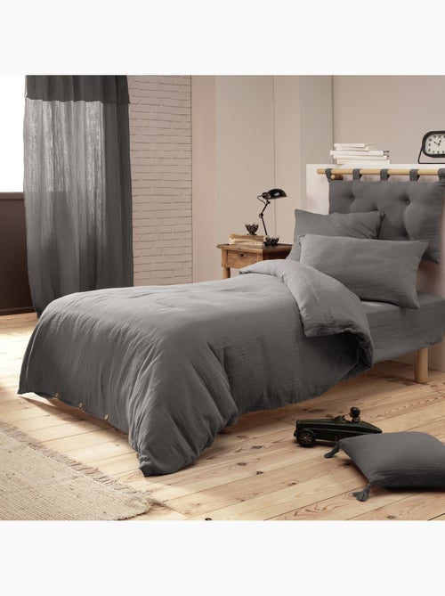Housse de couette – Double Gaze de Coton - Finition boutons en bois - Gaïa - Kiabi
