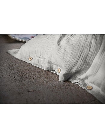 Housse de couette – Double Gaze de Coton - Finition boutons en bois - Gaïa