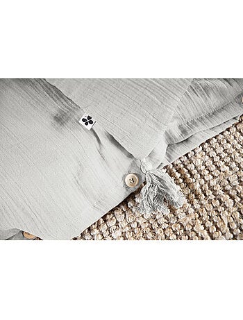 Housse de couette – Double Gaze de Coton - Finition boutons en bois - Gaïa