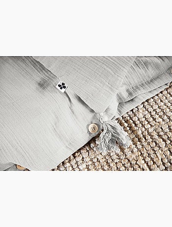 Housse de couette – Double Gaze de Coton - Finition boutons en bois - Gaïa