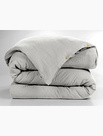 Housse de couette – Double Gaze de Coton - Finition boutons en bois - Gaïa