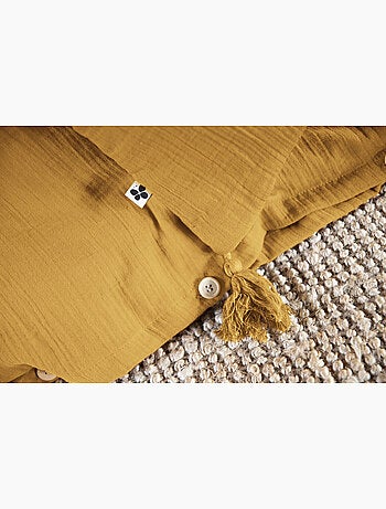 Housse de couette – Double Gaze de Coton - Finition boutons en bois - Gaïa