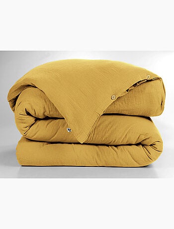 Housse de couette – Double Gaze de Coton - Finition boutons en bois - Gaïa