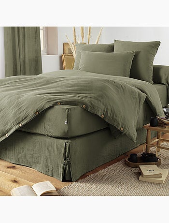 Housse de couette – Double Gaze de Coton - Finition boutons en bois - Gaïa
