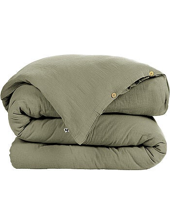 Housse de couette – Double Gaze de Coton - Finition boutons en bois - Gaïa