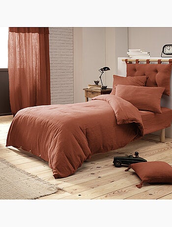 Housse de couette – Double Gaze de Coton - Finition boutons en bois - Gaïa