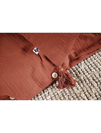 Housse de couette – Double Gaze de Coton - Finition boutons en bois - Gaïa