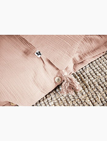 Housse de couette – double gaze de coton - finition boutons en bois - gaïa