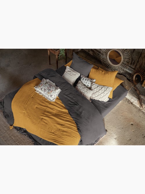 Housse de couette – double gaze de coton - finition boutons en bois - gaïa - Kiabi