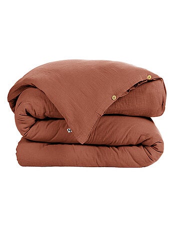 Housse de couette – Double Gaze de Coton - Finition boutons en bois - Gaïa