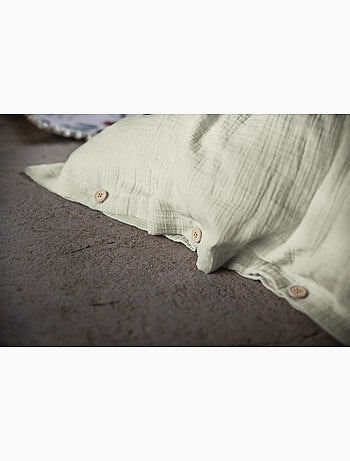 Housse de couette – Double Gaze de Coton - Finition boutons en bois - Gaïa