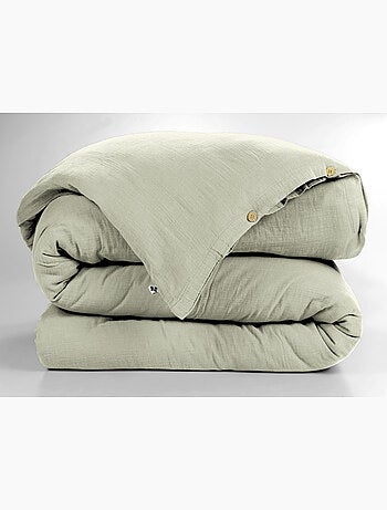 Housse de couette – Double Gaze de Coton - Finition boutons en bois - Gaïa