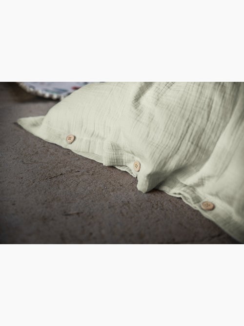 Housse de couette – Double Gaze de Coton - Finition boutons en bois - Gaïa - Kiabi