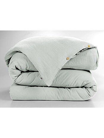 Housse de couette – Double Gaze de Coton - Finition boutons en bois - Gaïa