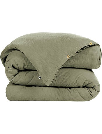 Housse de couette – Double Gaze de Coton - Finition boutons en bois - Gaïa
