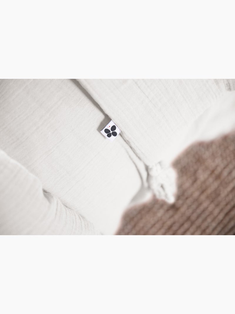 Housse de couette double gaze de coton  + 2 taies d’oreiller 60x60 cm Blanc - Kiabi