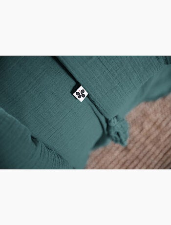 Housse de couette double gaze de coton + 2 taies d’oreiller 60x60 cm