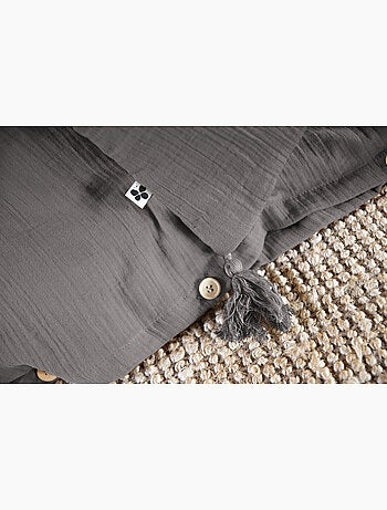 Housse de couette double gaze de coton + 2 taies d’oreiller 60x60 cm