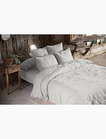 Housse de couette double gaze de coton + 2 taies d’oreiller 60x60 cm