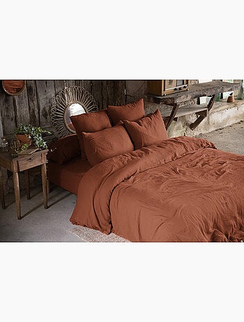 Housse de couette double gaze de coton + 2 taies d’oreiller 60x60 cm