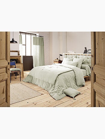 Housse de couette double gaze de coton + 2 taies d’oreiller 60x60 cm