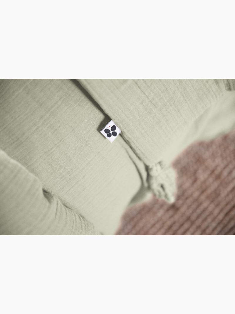 Housse de couette double gaze de coton  + 2 taies d’oreiller 60x60 cm Vert d'eau - Kiabi