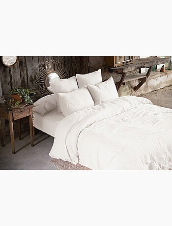 Housse de couette double gaze de coton 240 x 220 cm blanc
