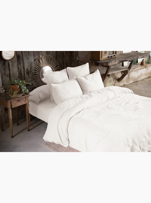 Housse de couette double gaze de coton 240 x 220 cm blanc - Kiabi