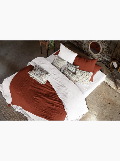 Housse de couette double gaze de coton 240 x 220 cm blanc - Kiabi