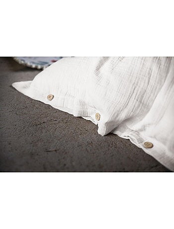 Housse de couette double gaze de coton bio 260 X 240 cm Blanc