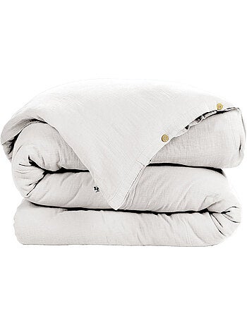 Housse de couette double gaze de coton bio 260 X 240 cm Blanc