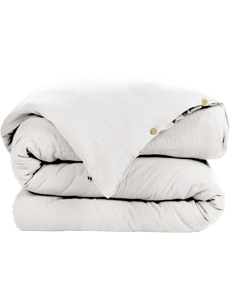 Housse de couette double gaze de coton bio 260 X 240 cm Blanc Blanc - Kiabi
