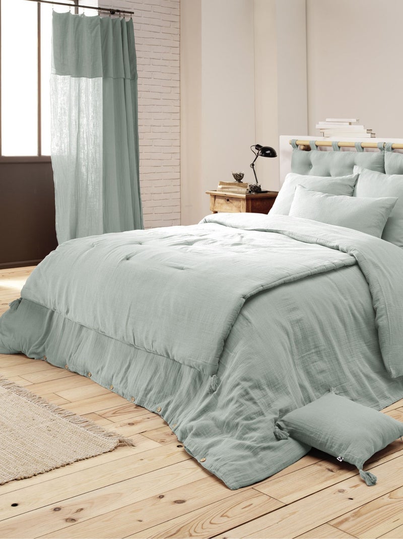 Housse de couette double gaze de coton Bleu ciel - Kiabi
