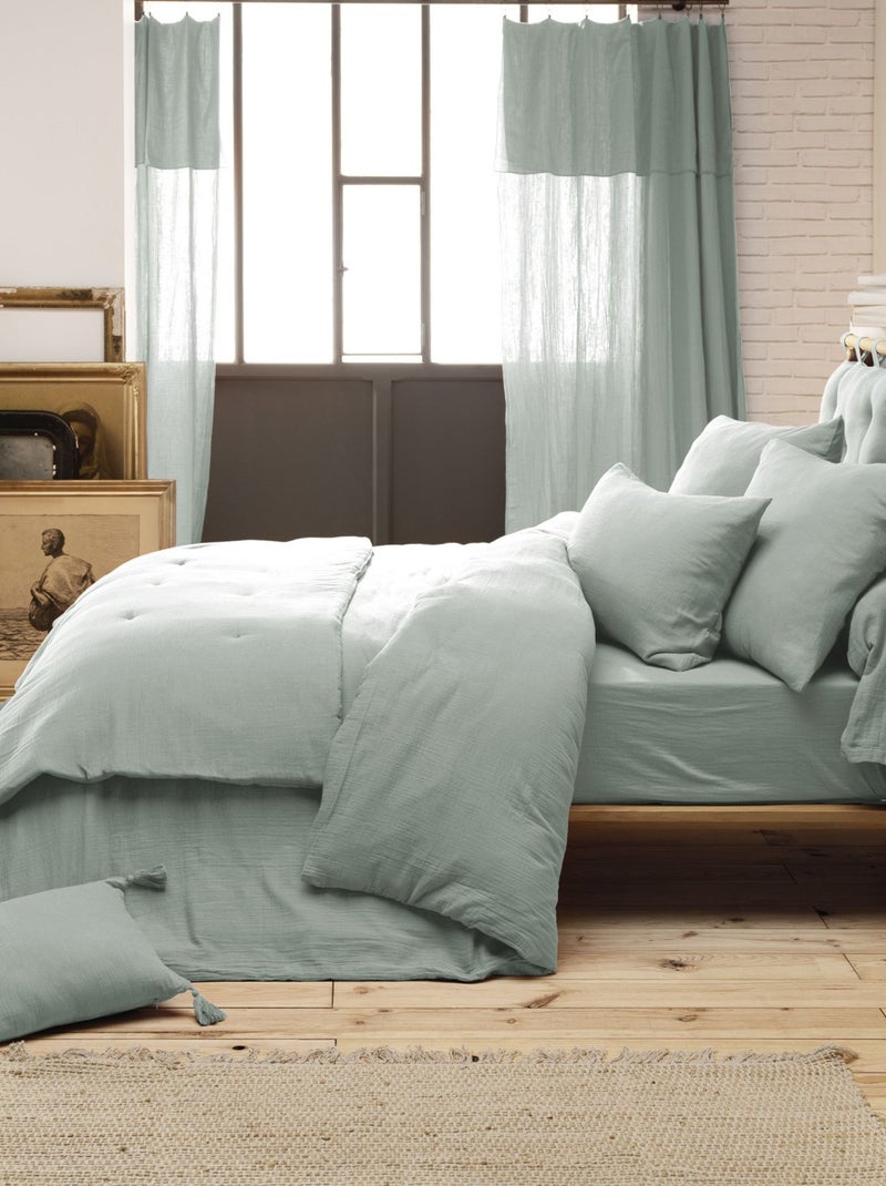 Housse de couette double gaze de coton Bleu ciel - Kiabi