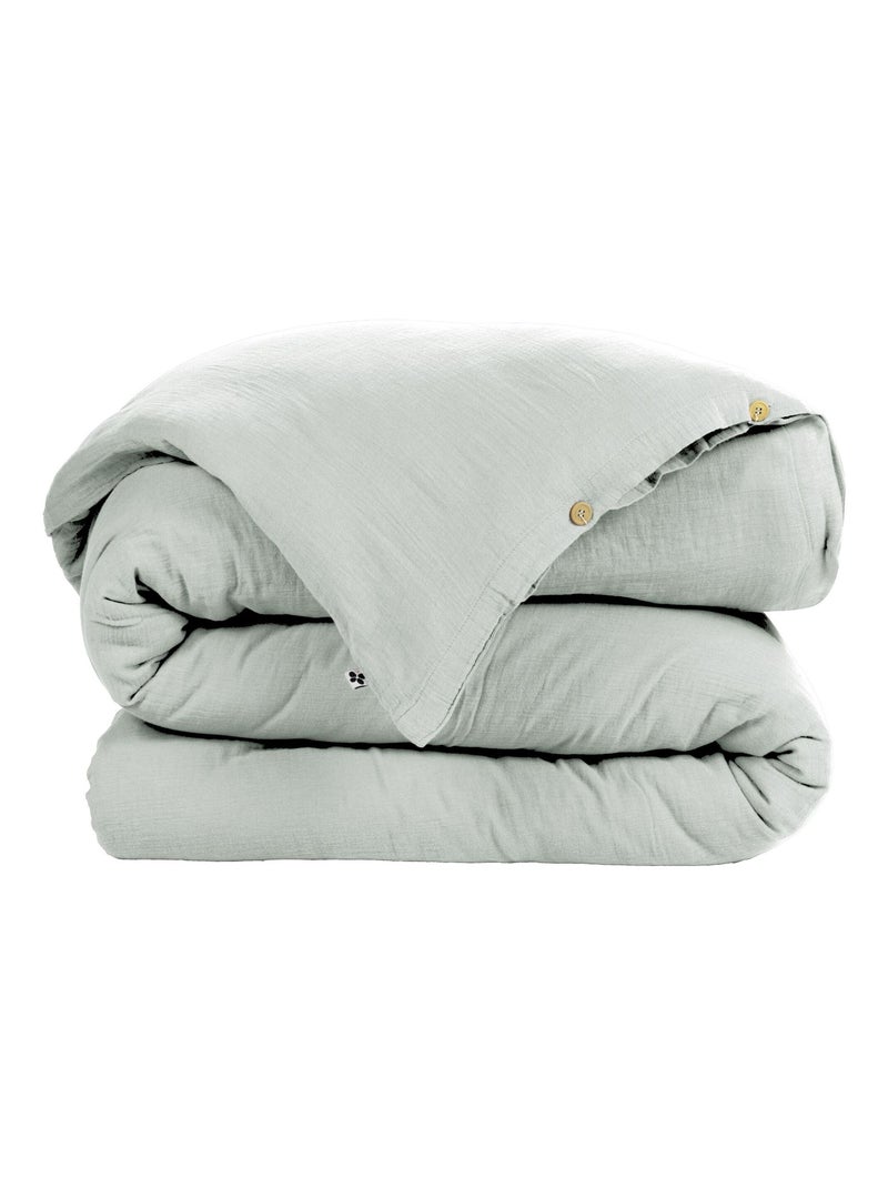 Housse de couette double gaze de coton Bleu ciel - Kiabi