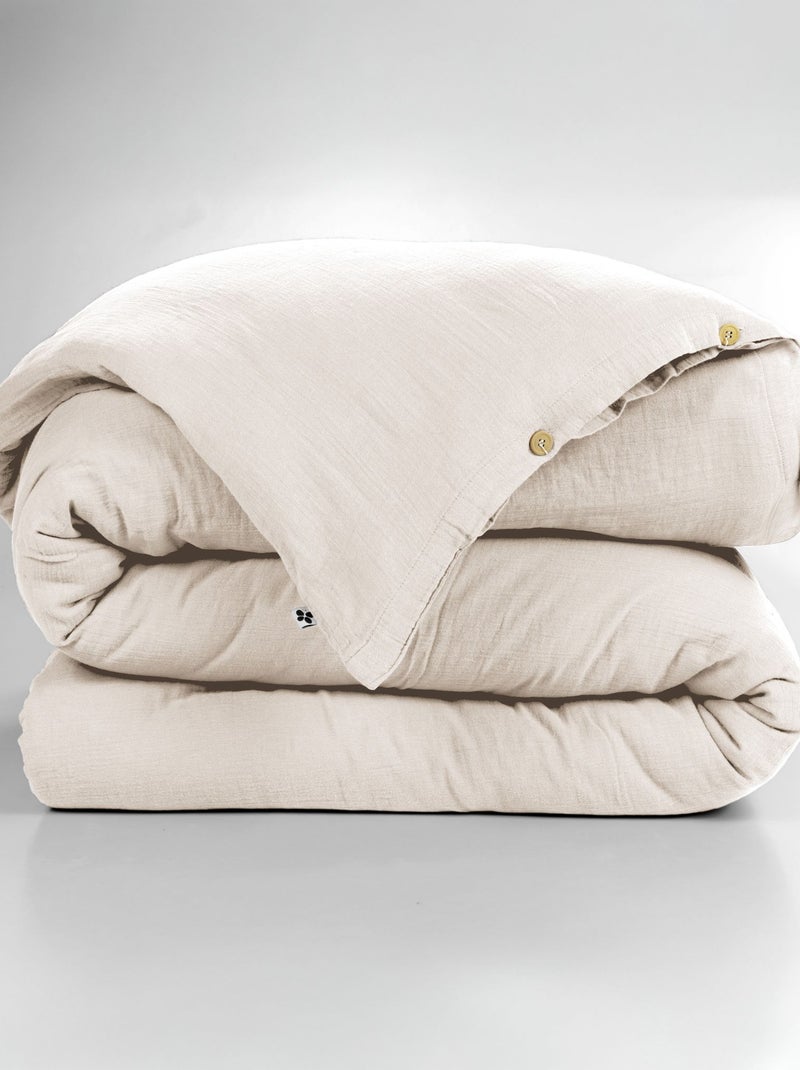 Housse de couette double gaze de coton Ecru - Kiabi