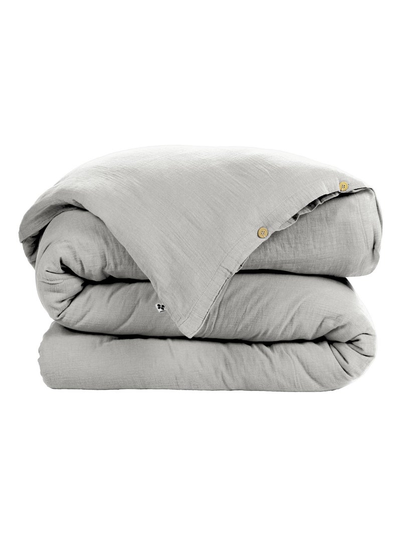 Housse de couette Double Gaze de Coton Gaia Gris - Kiabi
