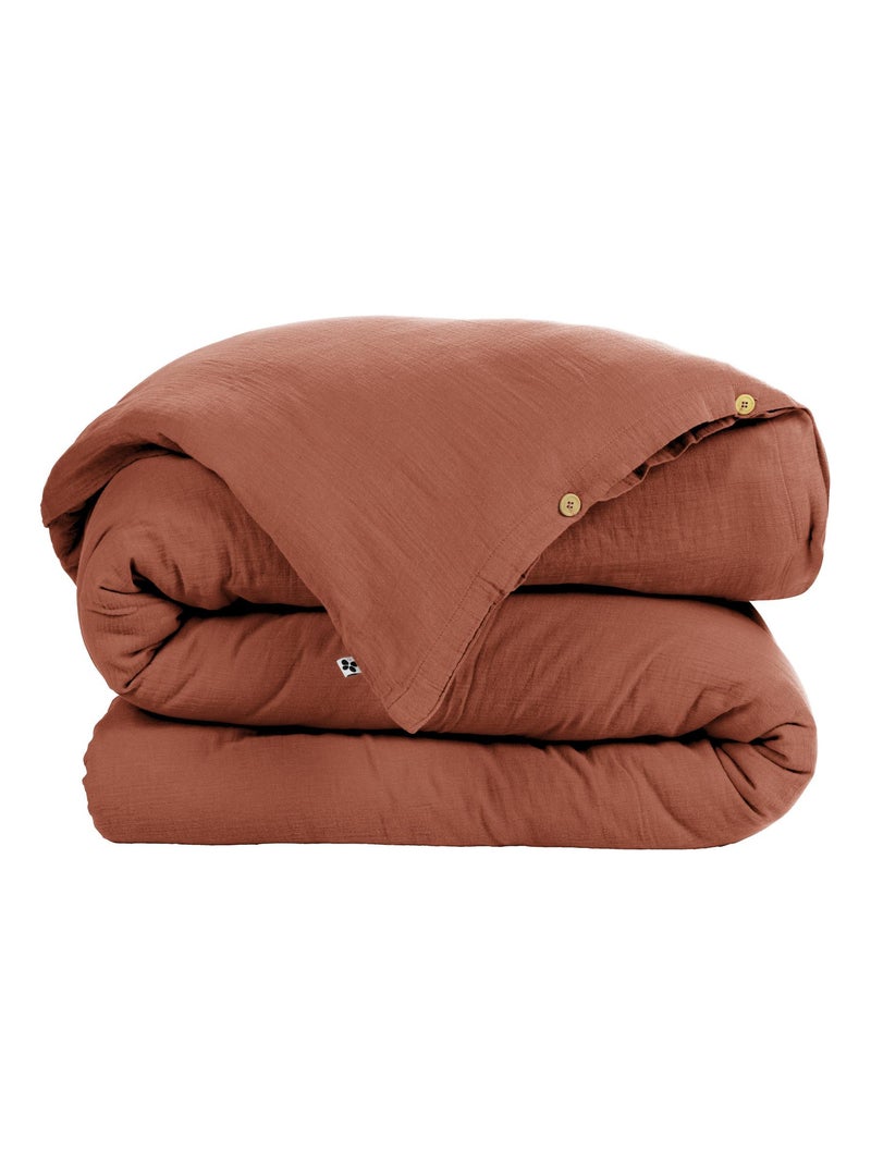 Housse de couette Double Gaze de Coton Gaia Orange - Kiabi