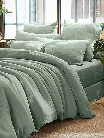 Housse de couette Double Gaze Coton Gaia Safran 260x240cm